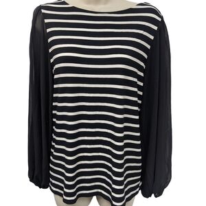 Vince Camuto Mixed Media Long Sleeve Top Sz M